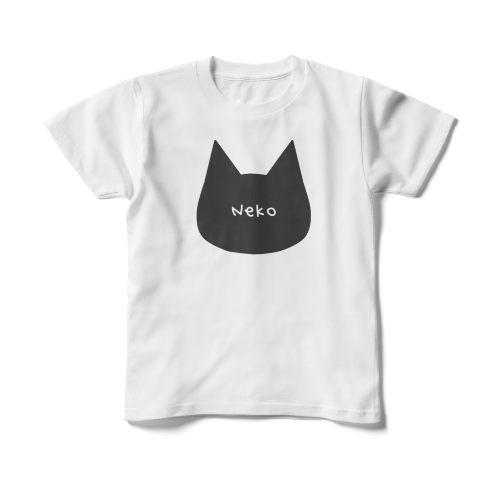 【キッズ100~160cm】シンプルでかわいい猫柄Tシャツ 黒猫