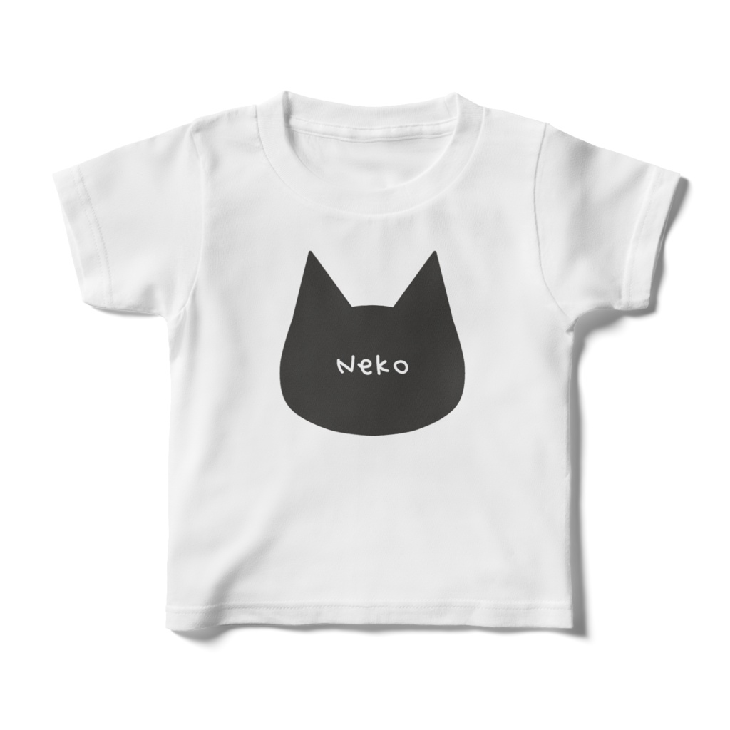 キッズ100～160cm】シンプルでかわいい猫柄Tシャツ 黒猫 - 猫