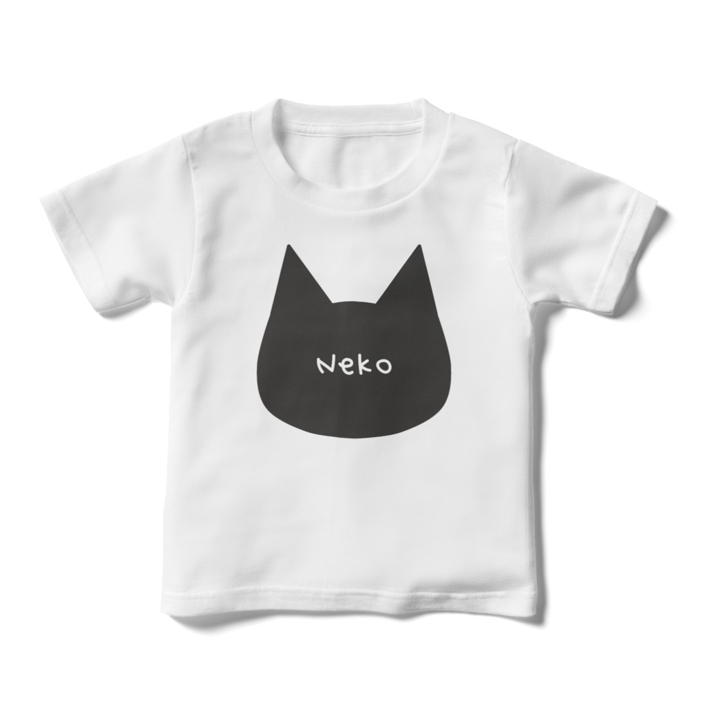 【キッズ100~160cm】シンプルでかわいい猫柄Tシャツ 黒猫