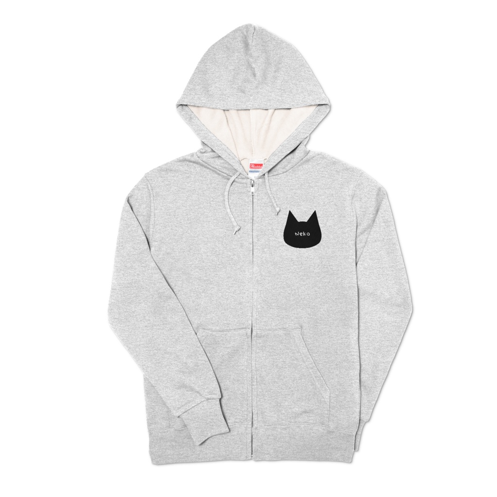 シンプルでかわいい猫柄ジップパーカー 白猫 黒猫 男女兼用 レディース メンズ ユニセックス ブラック/杢グレー/ホワイト/バーガンディ/ネイビー