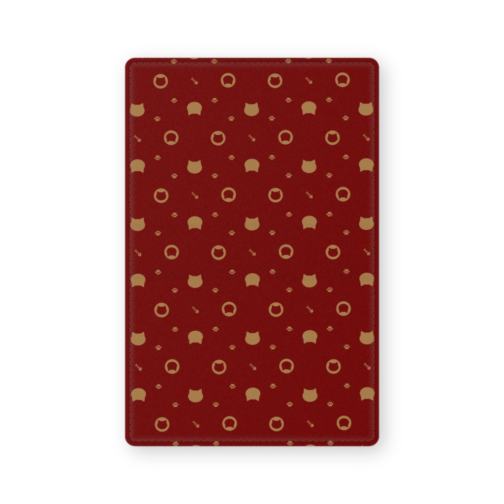 猫と肉球、時々おさかなのモノグラム 名刺入れ チョコレートカラー