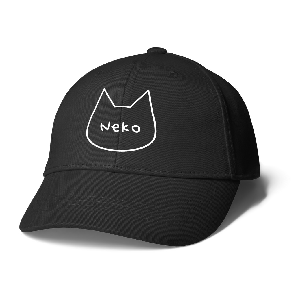 【猫好き専用】手書き風 Neko ワンポイントキャップ ブラック