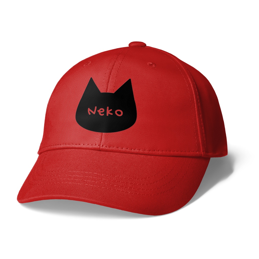 【猫好き専用】手書き風 Neko ワンポイントキャップ レッド