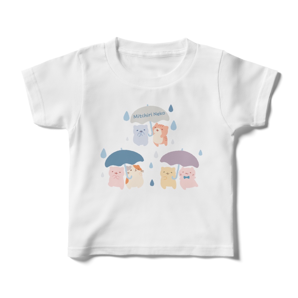 みっちりねこRainy Day-キッズTシャツ-