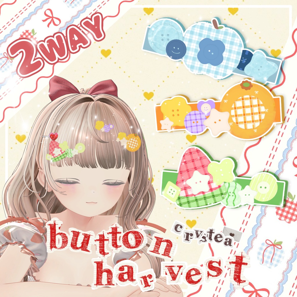 🍎🍊Button Harvest – 2WAY フルーツヘアピン🍉🍐