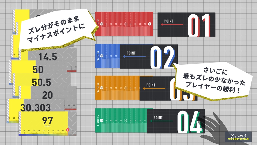 ミリメモリー ー◯◯の長さをズレの少ないように当てよう!ー