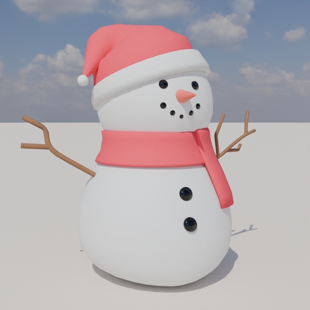 ゆきだるま-snowman-3Dモデル