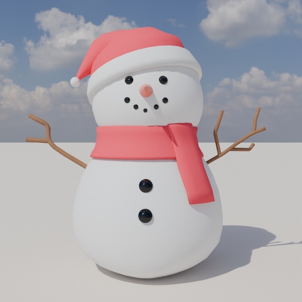 ゆきだるま-snowman-3Dモデル