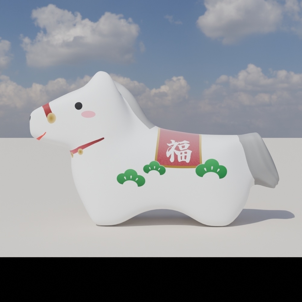 【3/31まで無料】うま土鈴-ClayHorseBell-3Dモデル