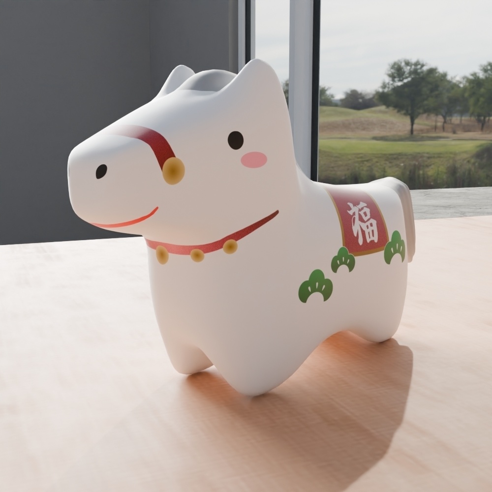 【3/31まで無料】うま土鈴-ClayHorseBell-3Dモデル