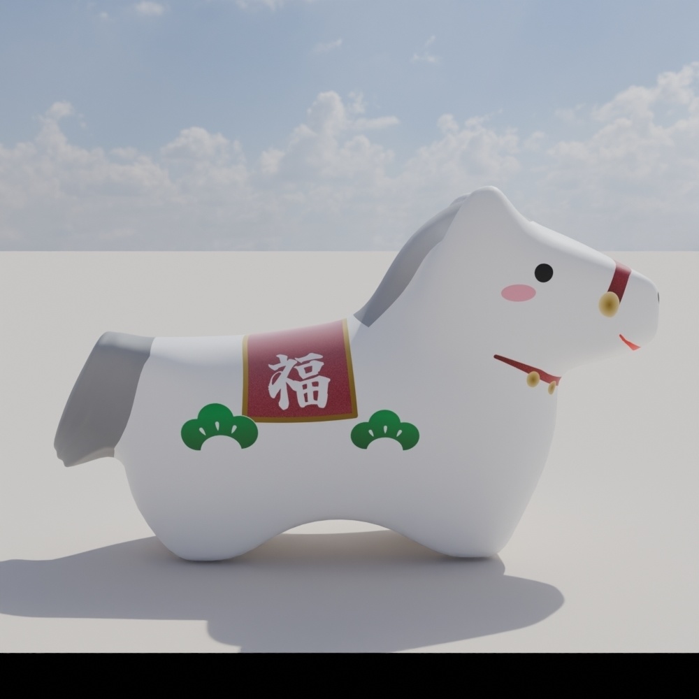 【3/31まで無料】うま土鈴-ClayHorseBell-3Dモデル