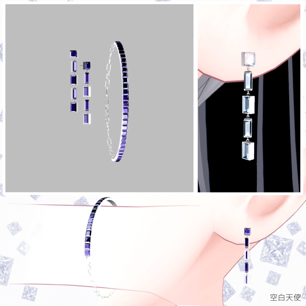 Dia earrings bracelet set