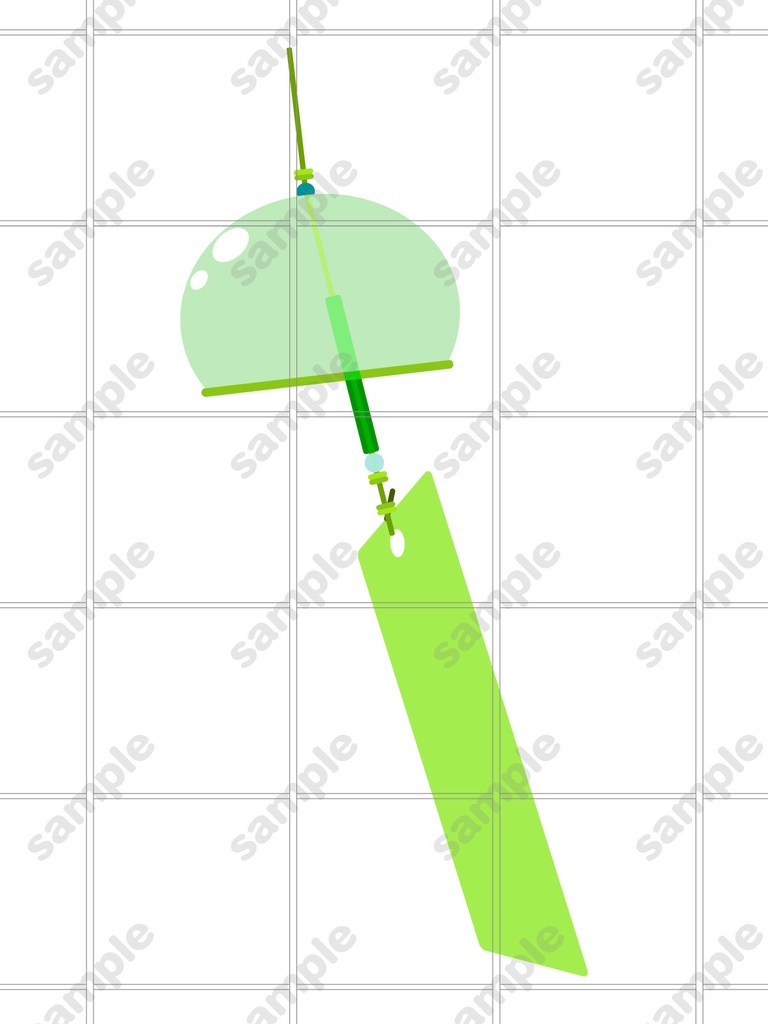 緑色の風鈴のイラスト素材