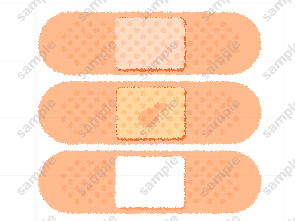 3種類の絆創膏のイラスト素材