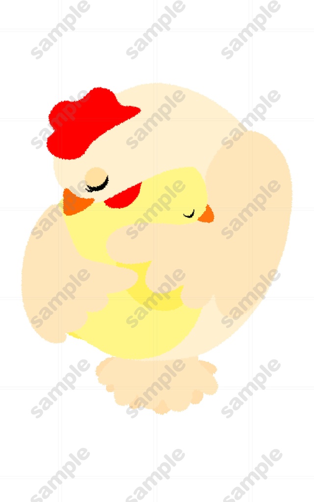 子を抱きしめる母ニワトリのイラスト素材