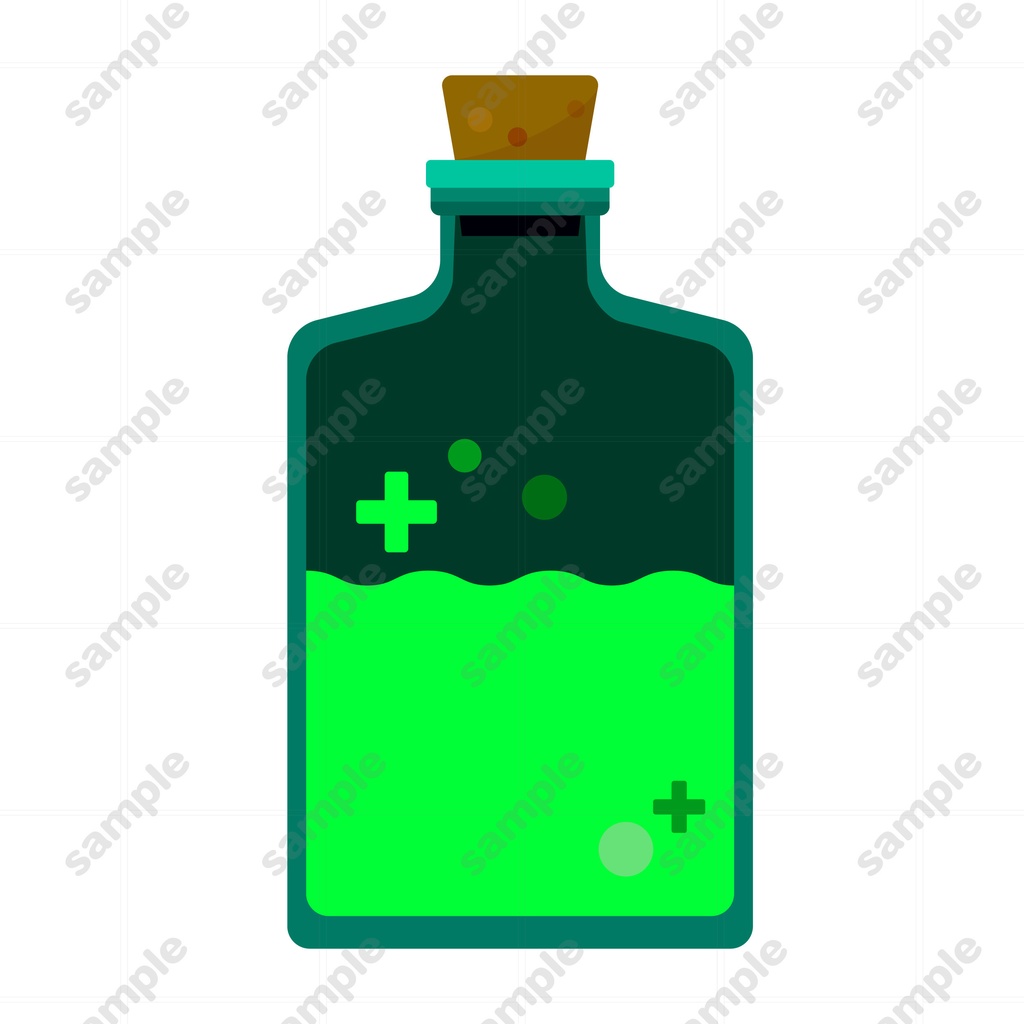 回復薬の入った薬瓶のイラスト素材