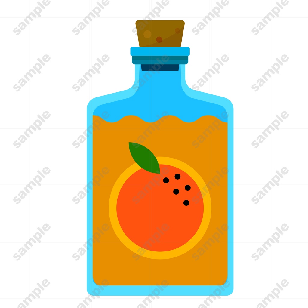 オレンジジュースの入った瓶のイラスト素材