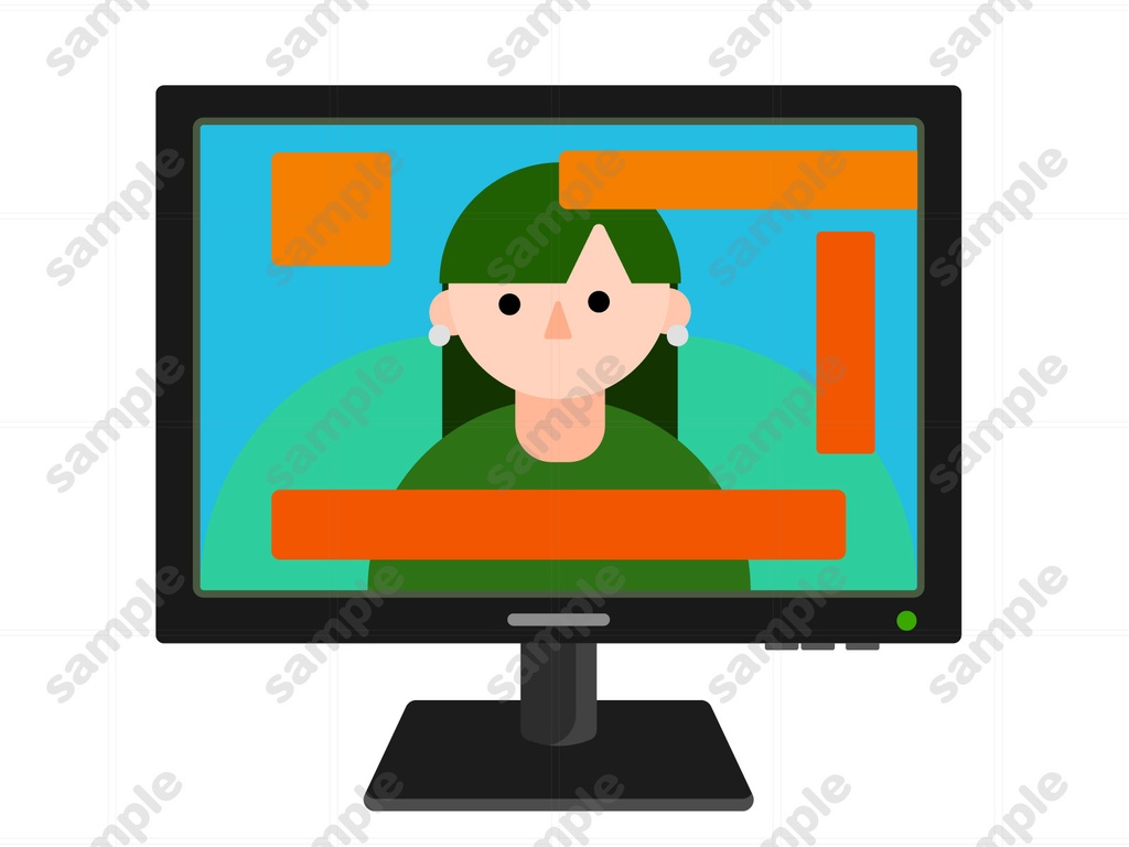 人が映るテレビのイラスト素材