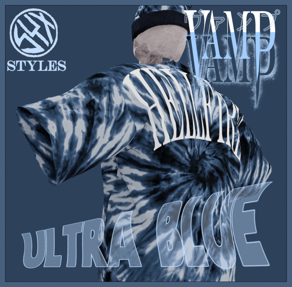 STYLES NYC™ ULTRA BLUE VAMP ⚪ TIE-DYE T SHIRT \\ ✧ 地獄の炎・死のクラブ ☆✧ ウルトラブルー・ヴァンプ