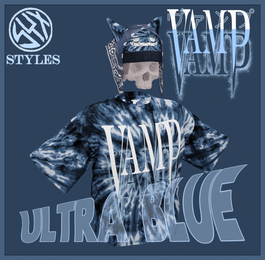 STYLES NYC™ ULTRA BLUE VAMP ⚪ TIE-DYE T SHIRT \\ ✧ 地獄の炎・死のクラブ ☆✧ ウルトラブルー・ヴァンプ