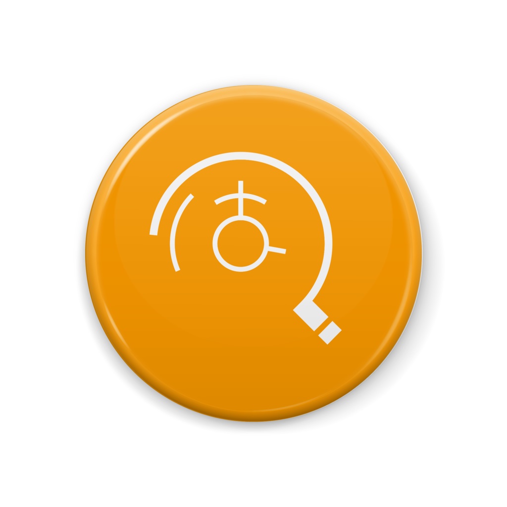 は?缶バッジ 橙