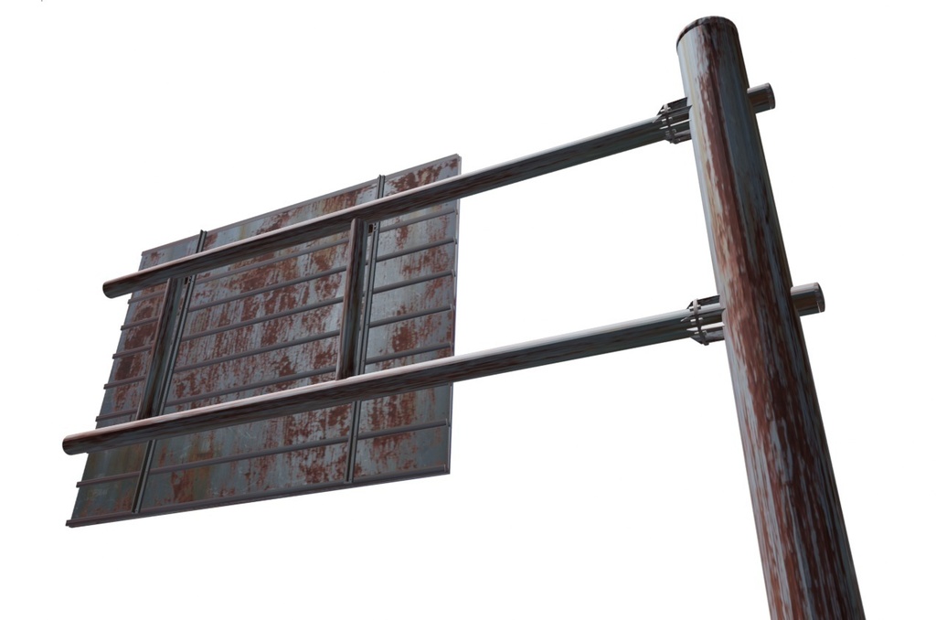 日本の道路標識(錆あり) -Unity等のゲーム制作用に