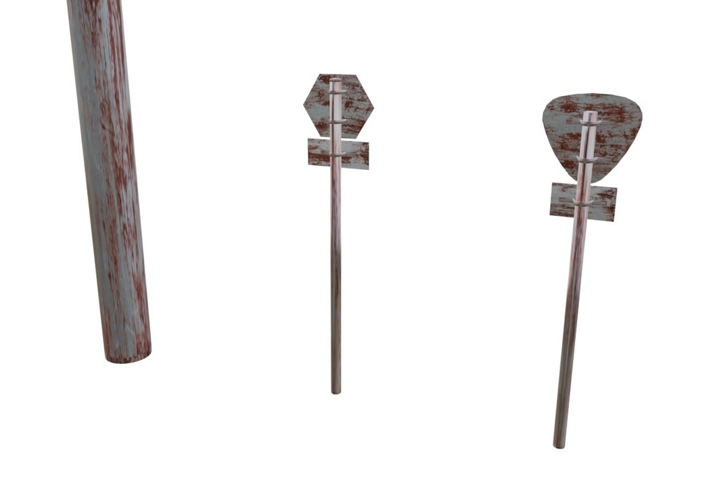 日本の道路標識(錆あり) -Unity等のゲーム制作用に