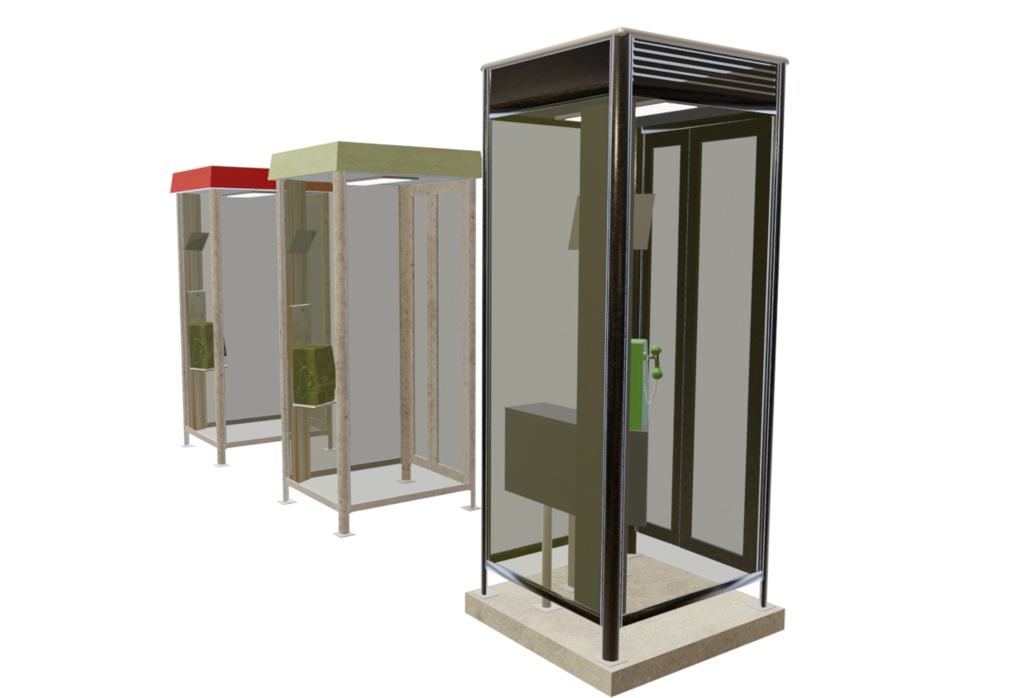 【3Dアセット】公衆電話ボックスセット - Public Phone BOX Set 3D assetts|ゲーム製作や映像制作用に