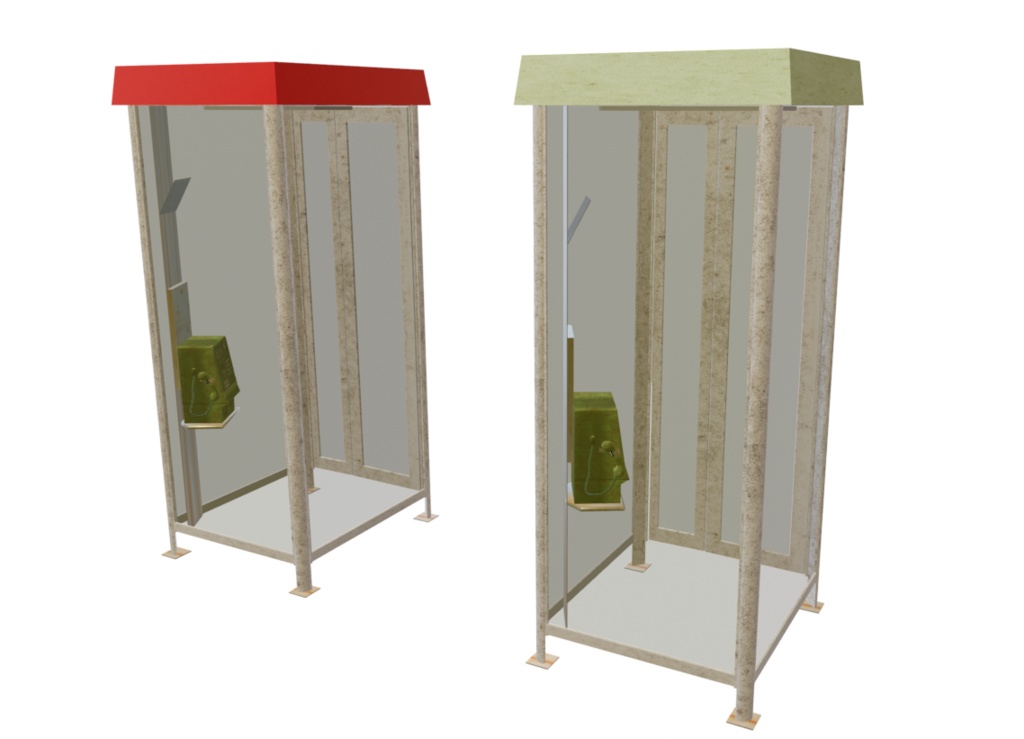 【3Dアセット】公衆電話ボックスセット - Public Phone BOX Set 3D assetts|ゲーム製作や映像制作用に