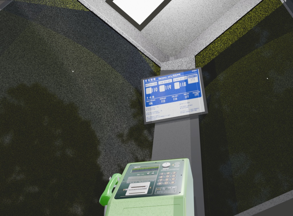 公衆電話ボックス3種類(ボーンにより扉開閉可)