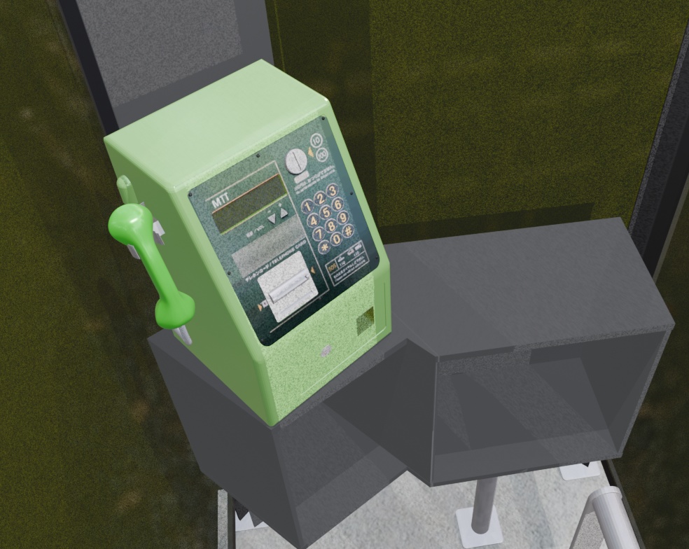 公衆電話ボックス3種類(ボーンにより扉開閉可)