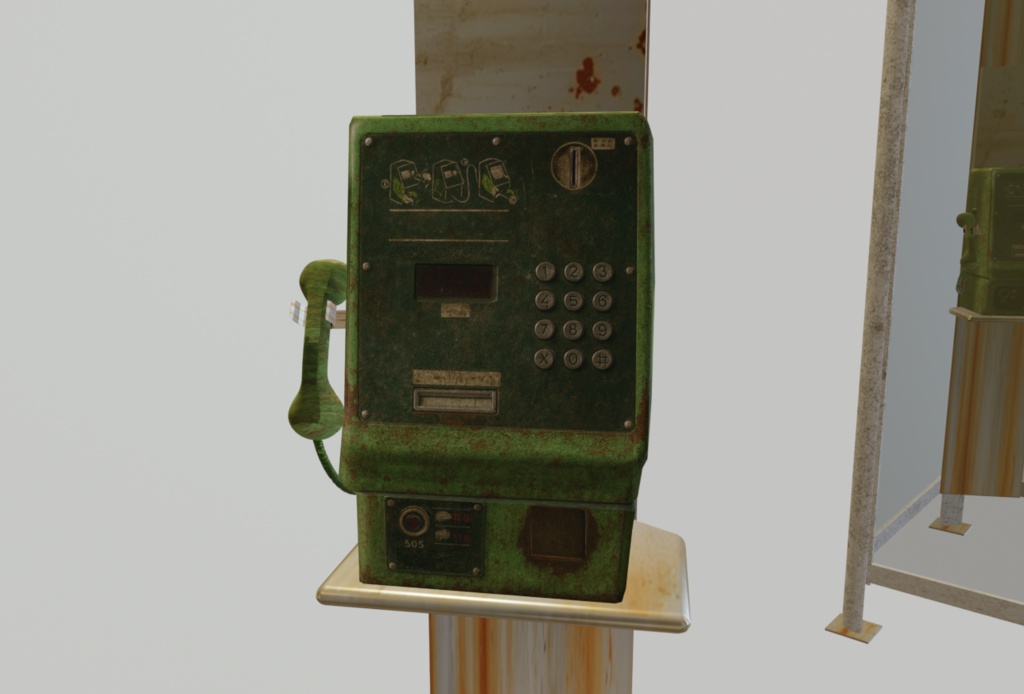 【3Dアセット】公衆電話ボックスセット - Public Phone BOX Set 3D assetts|ゲーム製作や映像制作用に