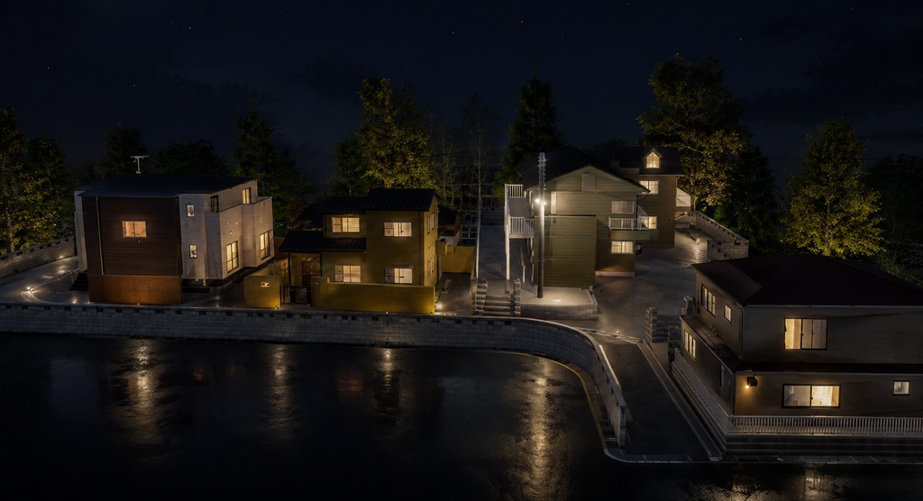 【日本の風景】住宅街セット01｜そのまま使える街並み3D背景【Unity・VRChat向け】
