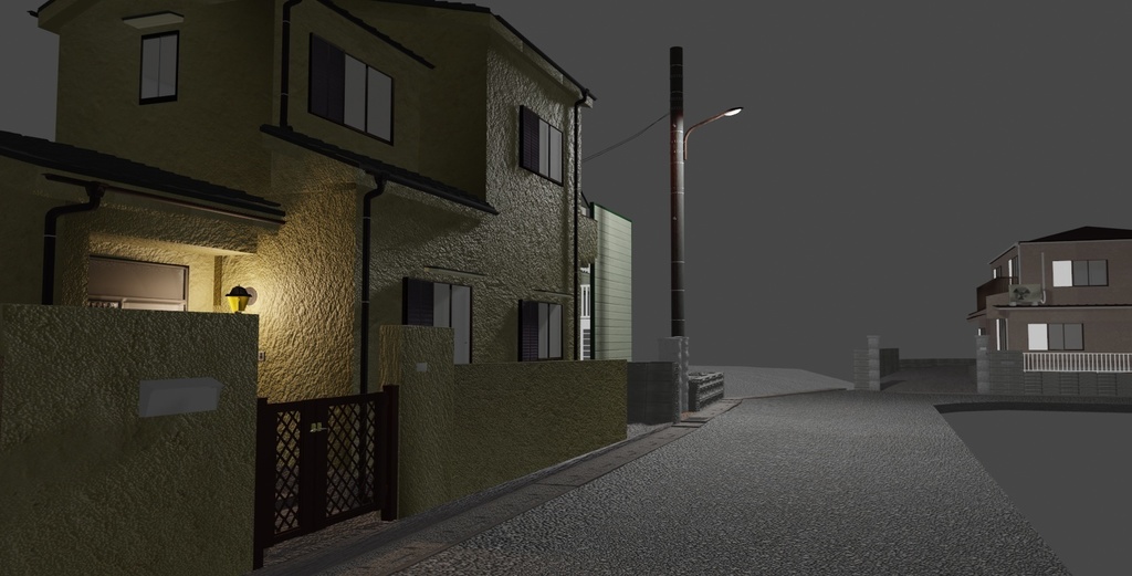 【3Dモデル】住宅街の一角シリーズ-01-Unity等のゲーム制作用に