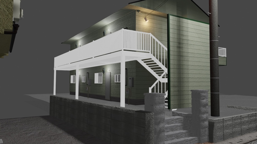 【3Dモデル】住宅街の一角シリーズ-01-Unity等のゲーム制作用に