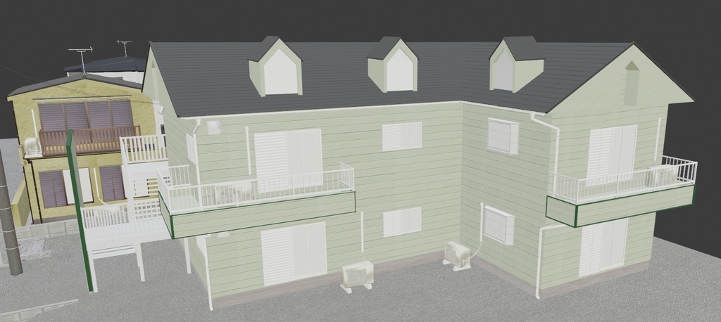 【3Dモデル】住宅街の一角シリーズ-01-Unity等のゲーム制作用に