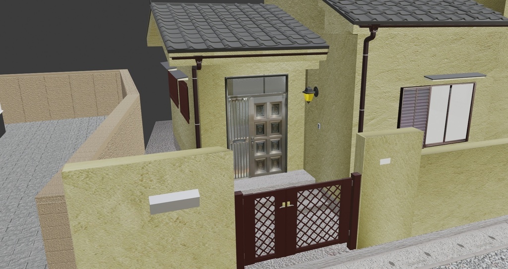 【3Dモデル】住宅街の一角シリーズ-01-Unity等のゲーム制作用に