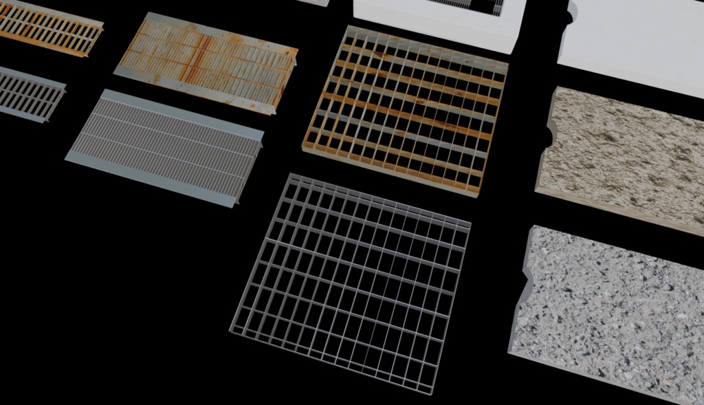 【3Dアセット】道路の側溝シリーズ - Road Gutter Series 3D assetts|ゲーム製作や映像制作用に