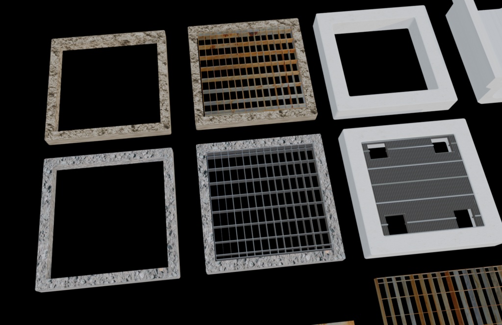 【3Dアセット】道路の側溝シリーズ - Road Gutter Series 3D assetts|ゲーム製作や映像制作用に