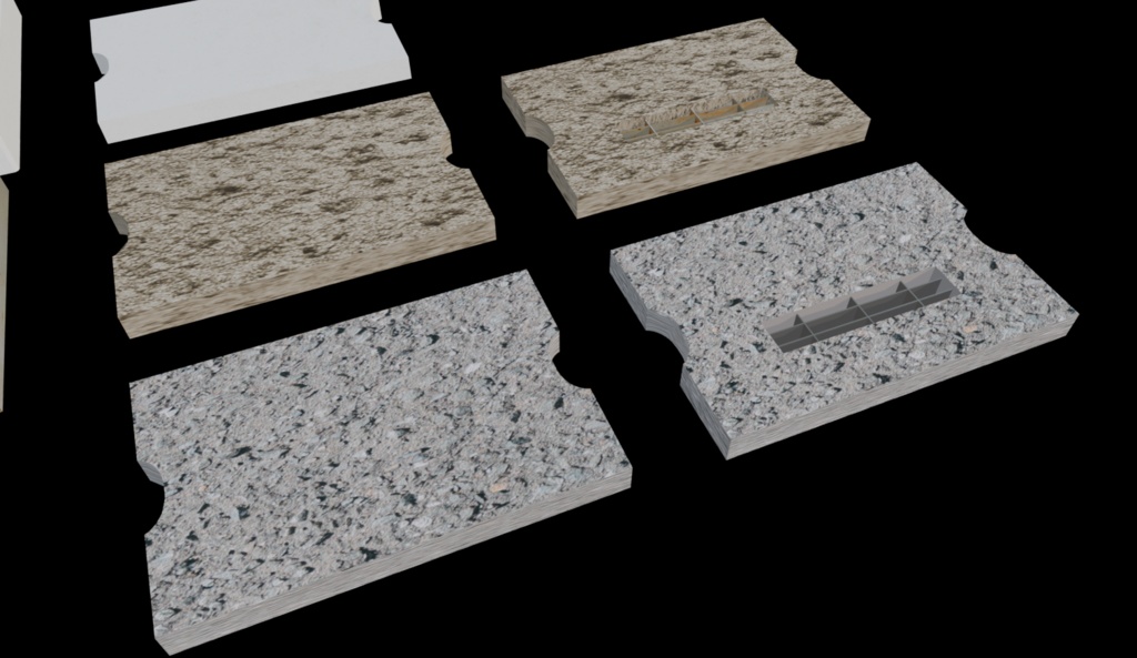 【3Dアセット】道路の側溝シリーズ - Road Gutter Series 3D assetts|ゲーム製作や映像制作用に