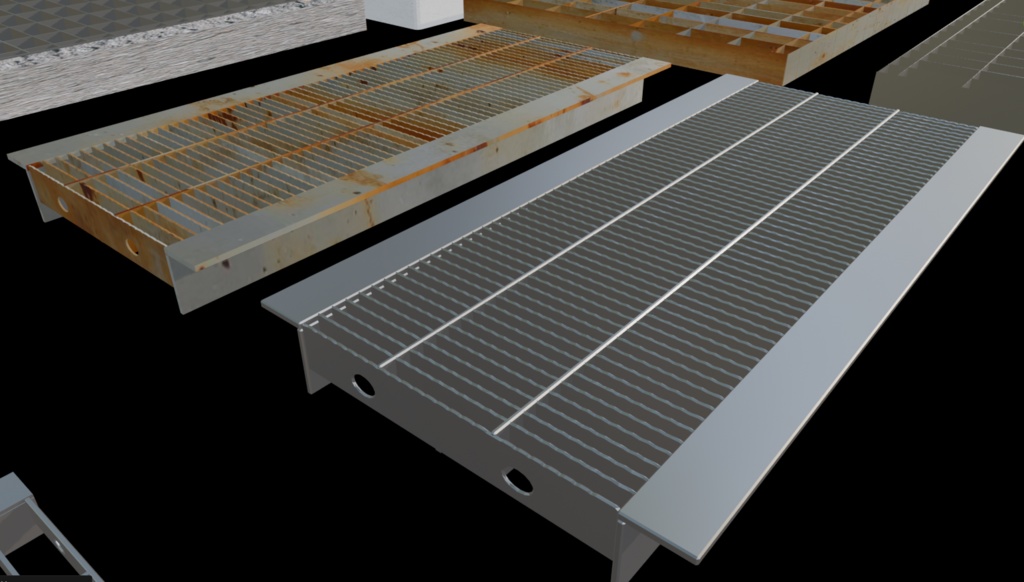 【3Dアセット】道路の側溝シリーズ - Road Gutter Series 3D assetts|ゲーム製作や映像制作用に