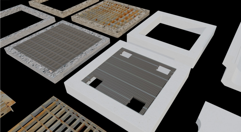 【3Dアセット】道路の側溝シリーズ - Road Gutter Series 3D assetts|ゲーム製作や映像制作用に