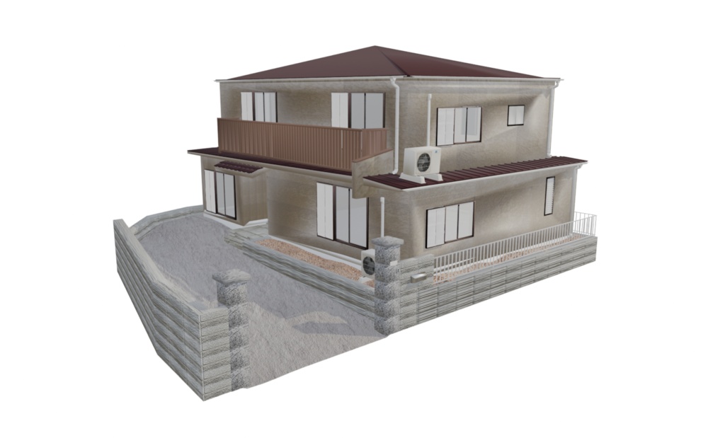 【3Dモデル】日本の戸建て住宅_02(Japanese Detached House)｜VRChat・Unity等のゲームエンジン対応