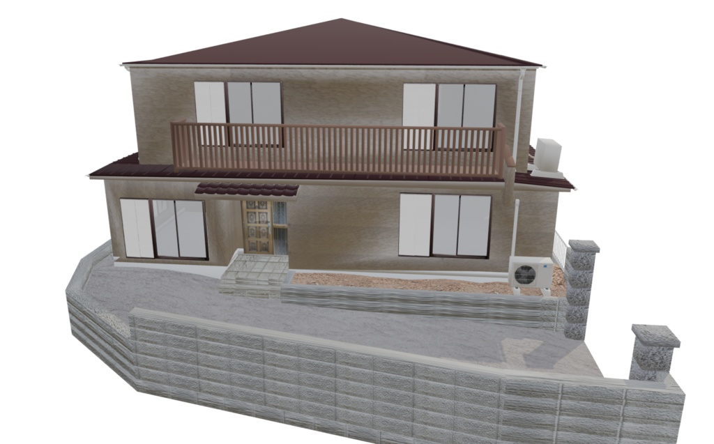 【3Dモデル】日本の戸建て住宅_02(Japanese Detached House)|VRChat・Unity等のゲームエンジン対応