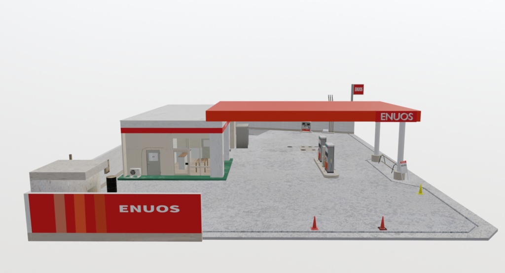 【3Dモデル】日本のガソリンスタンド(Japanese gas station)|VRChatやUnityなどのゲームエンジンに