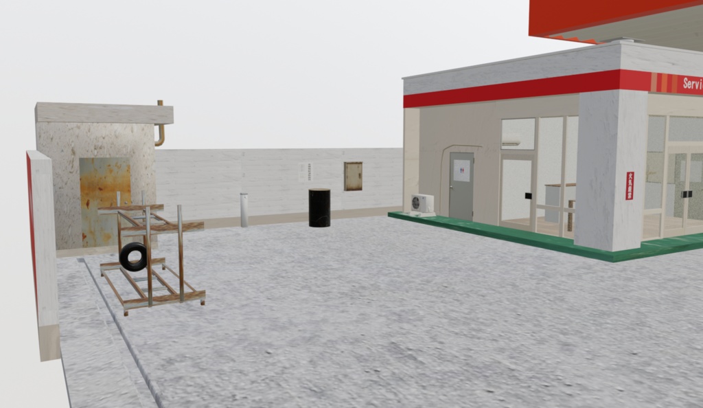 【3Dモデル】日本のガソリンスタンド(Japanese gas station)|VRChatやUnityなどのゲームエンジンに