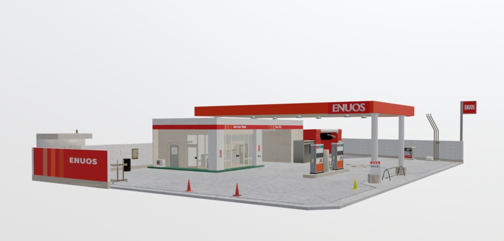 【3Dモデル】日本のガソリンスタンド(Japanese gas station)｜VRChatやUnityなどのゲームエンジンに