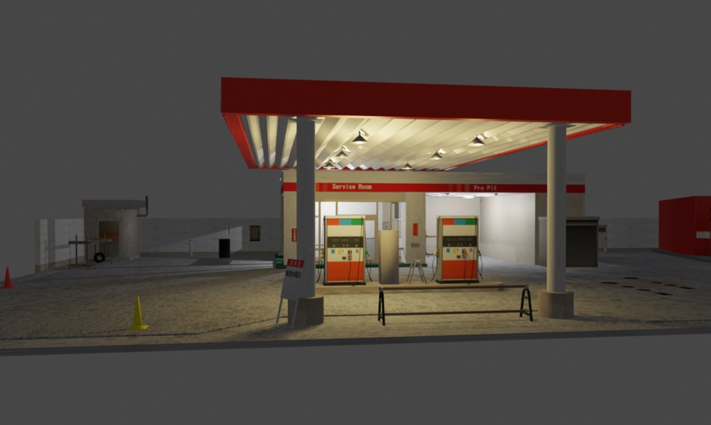 【3Dモデル】日本のガソリンスタンド(Japanese gas station)|VRChatやUnityなどのゲームエンジンに