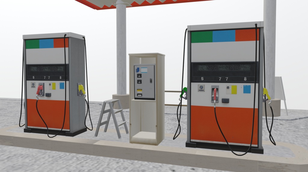 【3Dモデル】日本のガソリンスタンド(Japanese gas station)|VRChatやUnityなどのゲームエンジンに