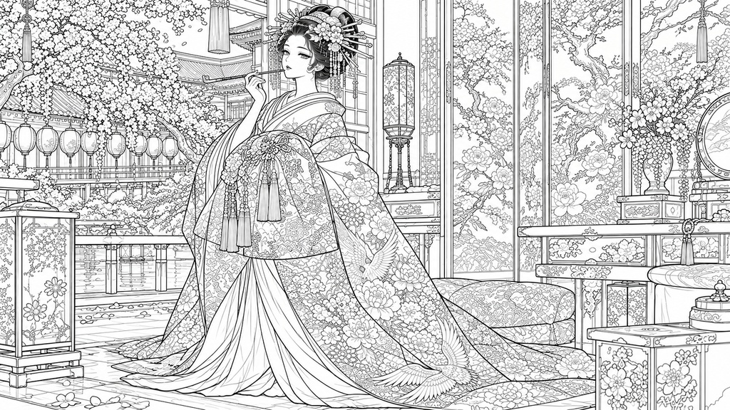 日本の風俗(衣装)|花魁【印刷用PDF】